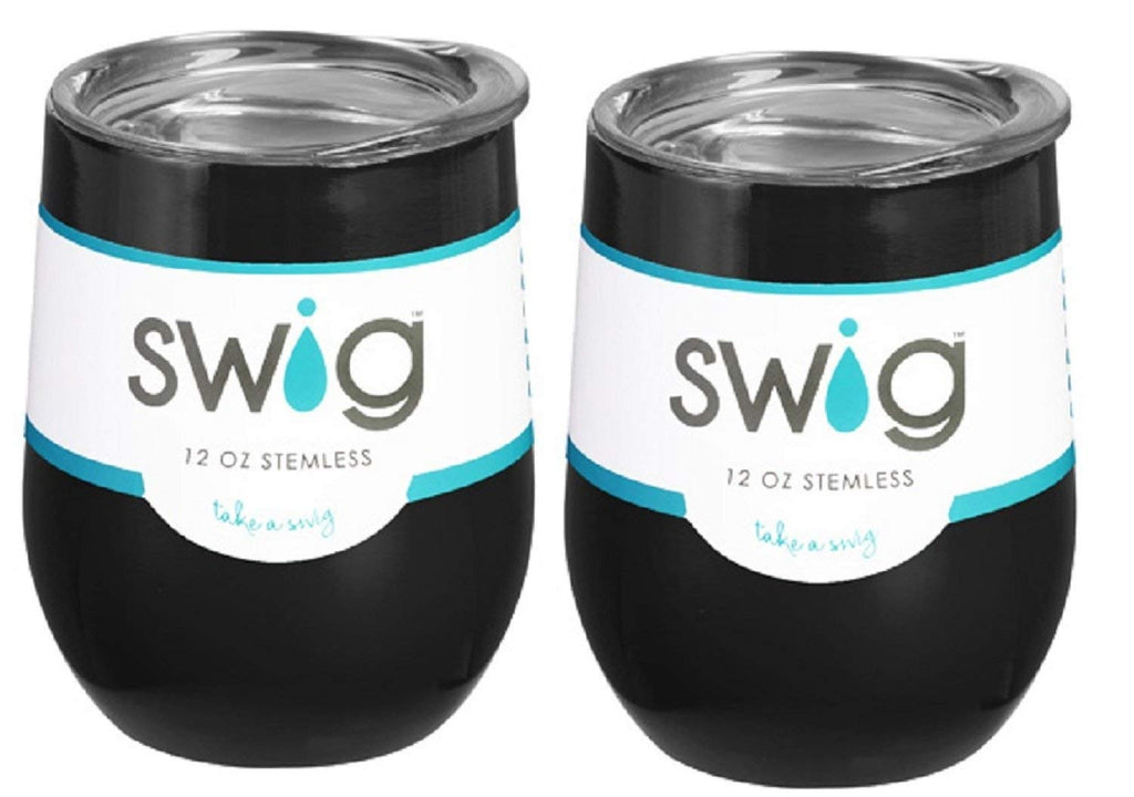 SWIG Occasionally Made O-SW-9-BK Swig Wine Cup, 12 oz, (Black (Pack of 2)) - DimpzBazaar.com