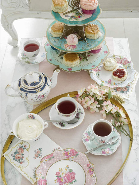 Talking Tables Talking Tables Vintage Floral Tea Party Supplies | Scalloped Paper Plates, Napkins, Tea Cups and Saucer Sets | Also Great for Wedding Parties, Bridal Shower, Baby Shower and Birthday Party - DimpzBazaar.com