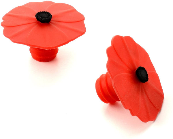 Charles Viancin Charles Viancin Poppy Silicone Bottle Stopper, Set of 2, 2.3, Red - DimpzBazaar.com