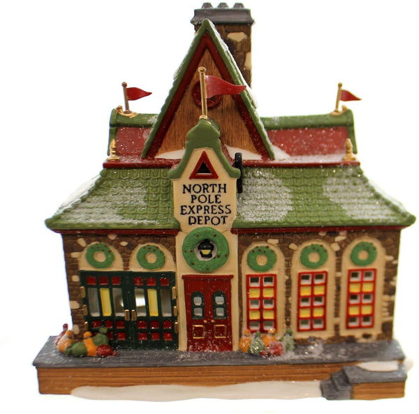 Department 56 Department 56 House NORTH POLE EXPRESS DEPOT Porcelain Porcelain Village Train 56278 - DimpzBazaar.com