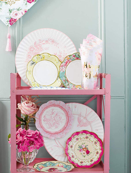 Talking Tables Talking Tables Vintage Floral Tea Party Supplies | Scalloped Paper Plates, Napkins, Tea Cups and Saucer Sets | Also Great for Wedding Parties, Bridal Shower, Baby Shower and Birthday Party - DimpzBazaar.com