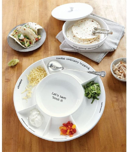 Mud Pie Mud Pie 4801027 Tortilla Warming Set, One Size, White - DimpzBazaar.com