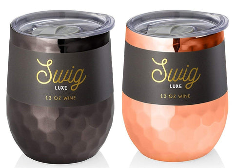 SWIG 2 Swig Luxe 12oz Wine Cups, Onyx and Copper - DimpzBazaar.com