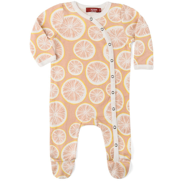 MilkBarn MilkBarn Organic Cotton Footed Romper Grapefruit - DimpzBazaar.com