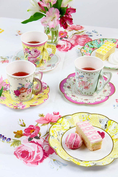 Talking Tables Talking Tables Vintage Floral Tea Party Supplies | Scalloped Paper Plates, Napkins, Tea Cups and Saucer Sets | Also Great for Wedding Parties, Bridal Shower, Baby Shower and Birthday Party - DimpzBazaar.com