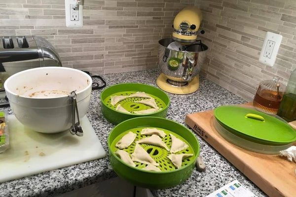 Chef'n Chef'n SteamSum Stackable Stovetop Wok or Microwave Steamer (10-Inch, Green) - DimpzBazaar.com