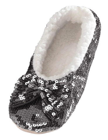 Snoozies Snoozies Ballerina Bling Metallic Shine Women Slippers | Sequin House Slippers for Women | Slipper Socks with Grippers for Women | Cute Slippers for Women | Multiple Colors and Sizes - DimpzBazaar.com