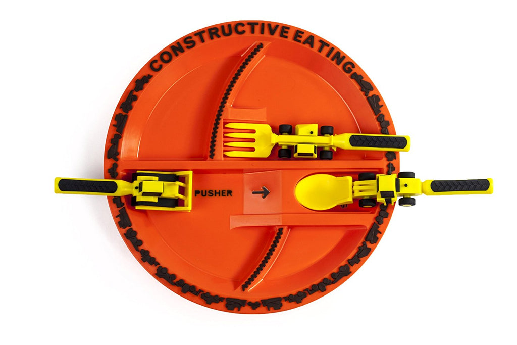 Constructive Eating Constructive Eating - Construction Utensil Set with Construction Plate - DimpzBazaar.com
