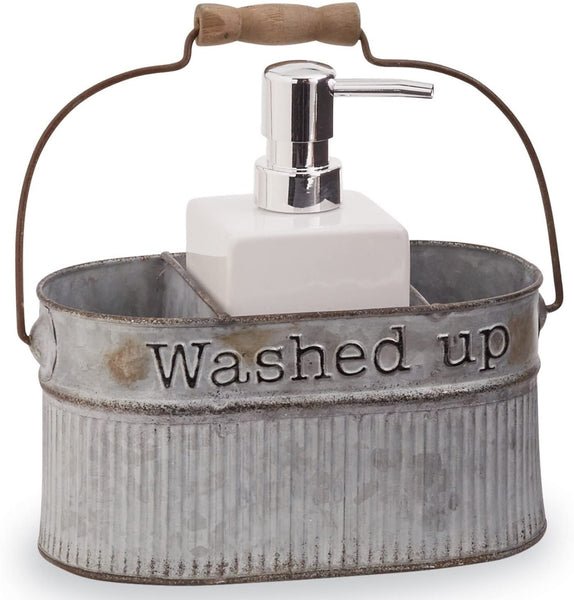 Mud Pie Mud Pie Tin Soap Pump Set with Ceramic Dispenser - DimpzBazaar.com