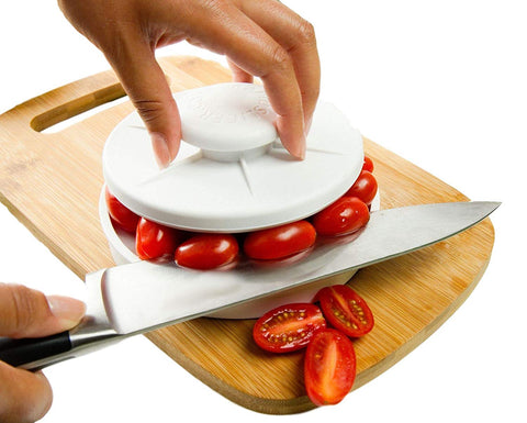 Rapid Slicer Rapid Slicer - Food Cutter - Slice Tomatoes, Grapes, Olives, Chicken, Shrimp, Strawberries, Salads, and More In Seconds. Non-Slip Gadget Holder for Slicing All Different Foods Easily - DimpzBazaar.com