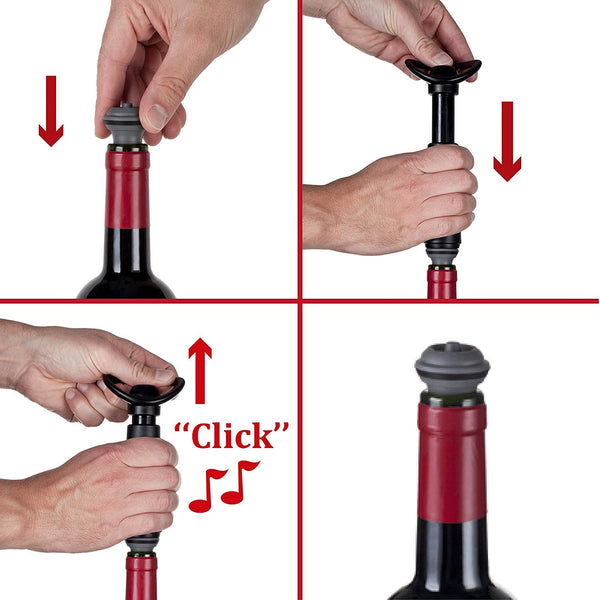 Vacu Vin Vacu Vin Wine Saver Vacuum Stoppers Set of 2 – Grey - DimpzBazaar.com