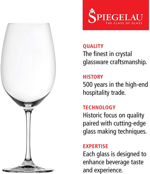 Spiegelau Spiegelau Salute Bordeaux Wine Glasses - (Clear Crystal, Set of 4 Red Wine Glasses) - DimpzBazaar.com