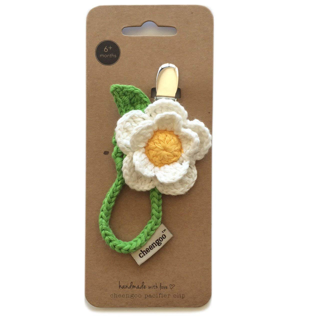 Cheengoo Cheengoo Organic Hand Crocheted Pacifier Clip - Daisy - DimpzBazaar.com
