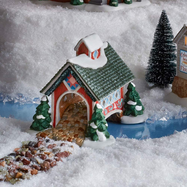 Department 56 Department 56 New England Village Jim Shore White Rose Covered Bridge Figurine, 4.7 Inch, Multicolor - DimpzBazaar.com