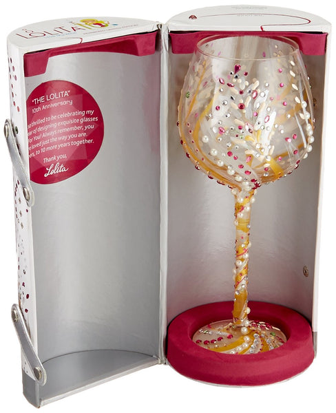 Lolita Glassware Lolita from Enesco Bling 10th Wine Glass, 10", Multicolor - DimpzBazaar.com
