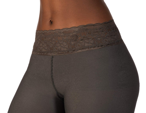 Hipstik Hipstik Women’s Opaque Tights | Comfortable, Lace Top | Low-rise Sits On Your Hip (A, Gray) - DimpzBazaar.com