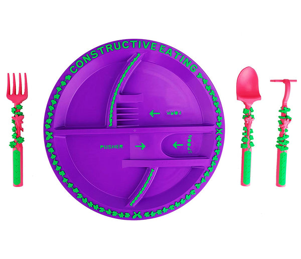 Constructive Eating Constructive Eating - Garden Fairy Utensil Set with Garden Plate - DimpzBazaar.com