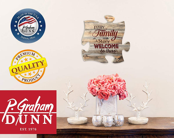 P. GRAHAM DUNN P. GRAHAM DUNN Every Family Has a Story 12 x 12 inch Wood Puzzle Piece Wall Sign Plaque - DimpzBazaar.com
