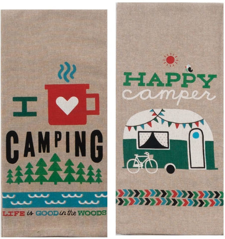 Kay Dee Kay Dee Designs Camping Adventures Chambray Towel Set - One Each Happy Camper & I Heart Camping - DimpzBazaar.com