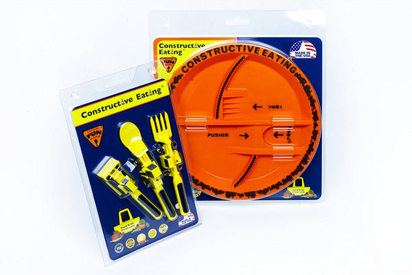 Constructive Eating Constructive Eating - Construction Utensil Set with Construction Plate - DimpzBazaar.com
