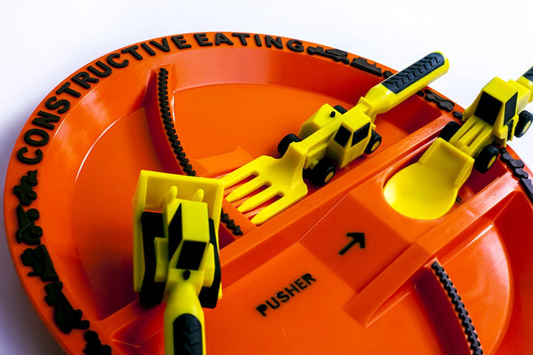 Constructive Eating Constructive Eating - Construction Utensil Set with Construction Plate - DimpzBazaar.com