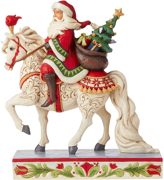 Enesco Enesco Jim Shore Heartwood Creek Santa Riding White Horse Figurine, 9-Inch Height - DimpzBazaar.com