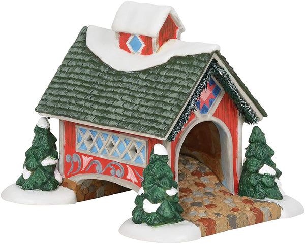 Department 56 Department 56 New England Village Jim Shore White Rose Covered Bridge Figurine, 4.7 Inch, Multicolor - DimpzBazaar.com
