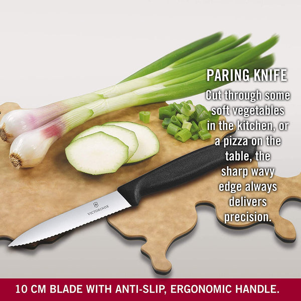 Victorinox Victorinox VIC-6.7733 Swiss Classic Paring 4" Serrated Spear Point Blade 5/8" Width at Handle Black - DimpzBazaar.com