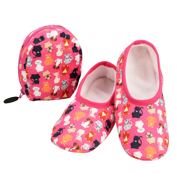 Snoozies Snoozies Skinnies & Travel Pouch | Purse Slippers for Women | Travel Flats with Pouch | Womens Slippers On The Go - DimpzBazaar.com