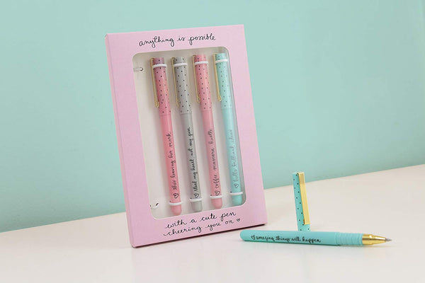 Eccolo World Traveler Eccolo Dayna Lee Collection Anything is Possible Pens (Set of 5), Inspiring Quotes, Gift Boxed - DimpzBazaar.com