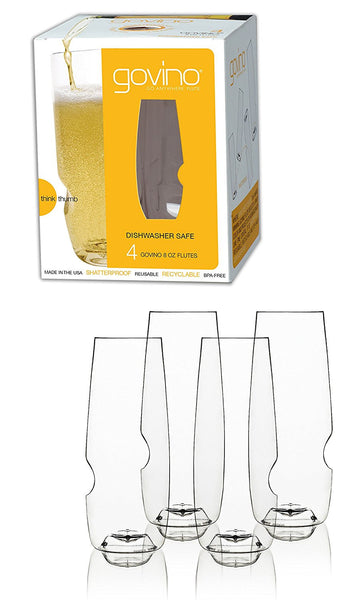 Govino The govino Dishwasher Safe Champagne Flutes Flexible Shatterproof Recyclable, 8-ounce, Set of 4 - DimpzBazaar.com
