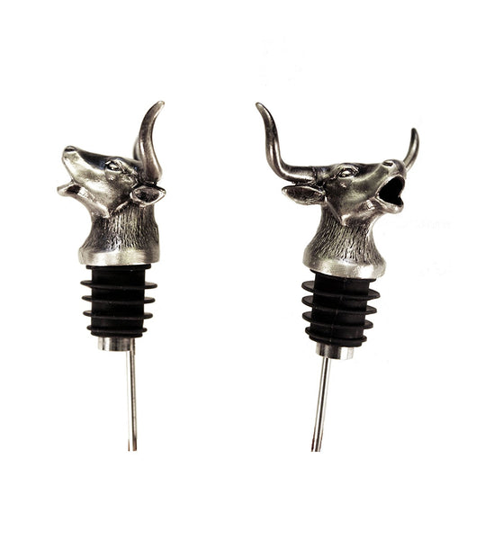 Spectrum Longhorn Wine Aerator Pourer Premium Aerating Pourer FDA Approved Stainless Steel Food Grade Silicone Stopper - DimpzBazaar.com