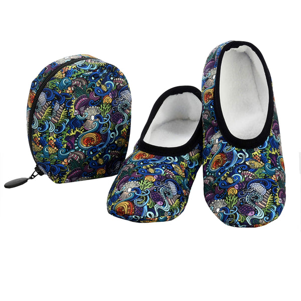 Snoozies Snoozies Skinnies & Travel Pouch | Purse Slippers for Women | Travel Flats with Pouch | Womens Slippers On The Go - DimpzBazaar.com