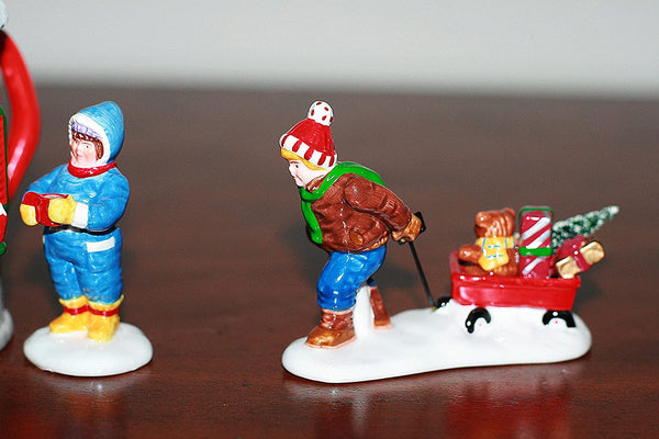 Department 56 Department 56 Snow Village "Saturday Morning Downtown" Start a tradition Kringle's Toy Shop, Nikki's Cocoa shop 8 piece set - DimpzBazaar.com