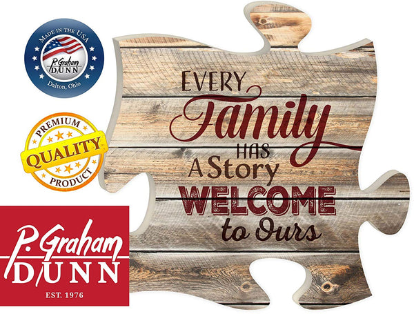 P. GRAHAM DUNN P. GRAHAM DUNN Every Family Has a Story 12 x 12 inch Wood Puzzle Piece Wall Sign Plaque - DimpzBazaar.com