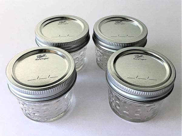 Ball Mason Ball Jelly Jars-4 oz. each - Quilted Crystal Style-Set of 4 - DimpzBazaar.com
