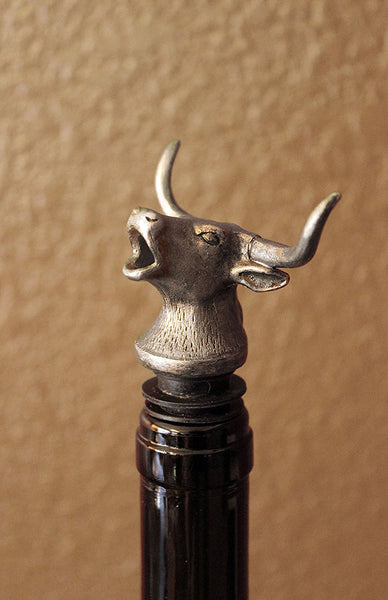 Spectrum Longhorn Wine Aerator Pourer Premium Aerating Pourer FDA Approved Stainless Steel Food Grade Silicone Stopper - DimpzBazaar.com