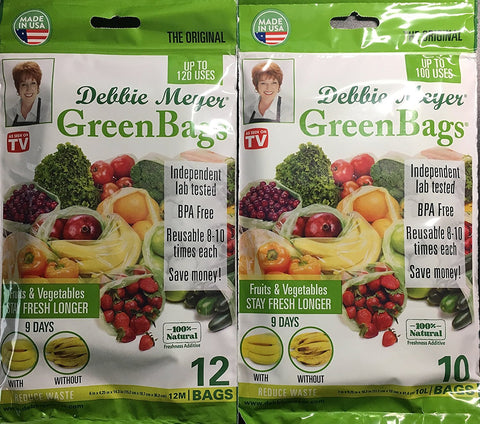 Debbie Meyer Debbie Meyer GreenBags - 22 Bags (12 Medium +10 Large) - 2 Sets of Freshness-Preserving Food/Flower Storage Bags - DimpzBazaar.com
